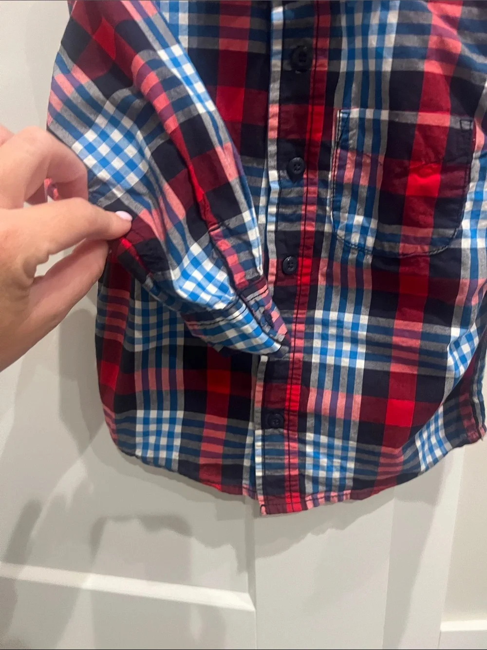 OshKosh Red, Blue & Black Plaid Button-Down Shirt
